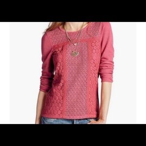 NWOT, Lucky Brand, lace-front, long-sleeved shirt.